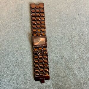 Style & Co. Bronze Amber Crystal rhinestone rectangular watch